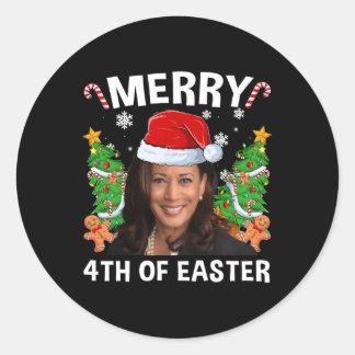 Funny Kamala Harris Weihnachtsfeier Weihnachtsmann Runder Aufkleber