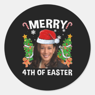 Funny Kamala Harris Weihnachtsfeier Weihnachtsmann Runder Aufkleber