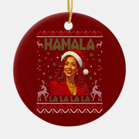 Funny Kamala Harris Weihnachtsmannmütze 2024 Weihn Keramik Ornament (Vorne)