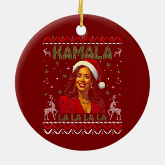 Funny Kamala Harris Weihnachtsmannmütze 2024 Weihn Keramik Ornament (Hinten)