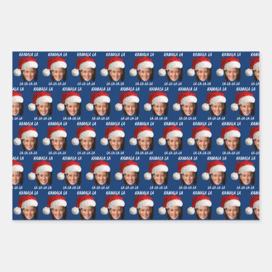 Funny Kamala Harris Weihnachtsmannmütze Frohe Weih Geschenkpapier Set (Vorderseite 3)