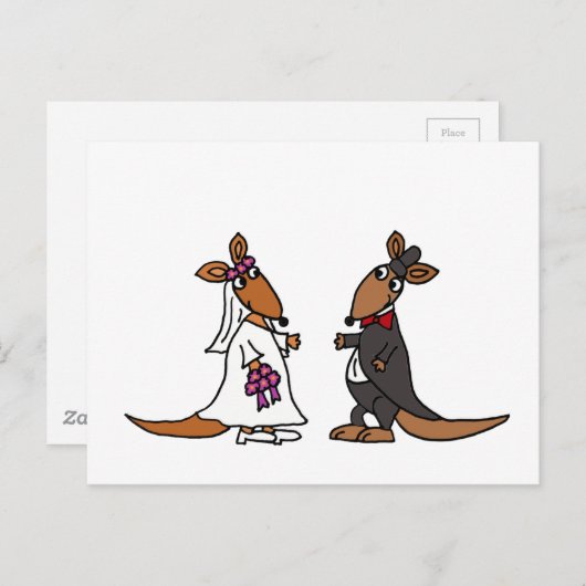 Funny Kangaroo Bride und Groom Wedding Design Postkarte (Vorne/Hinten)
