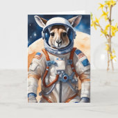 Funny Kangaroo im Astronauten Anzug im Weltraum Karte (Gelbe Blume)
