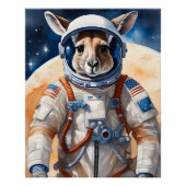 Funny Kangaroo im Astronauten Anzug im Weltraum Poster (Vorderseite)