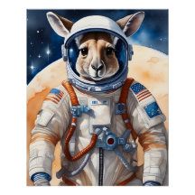 Funny Kangaroo im Astronauten Anzug im Weltraum