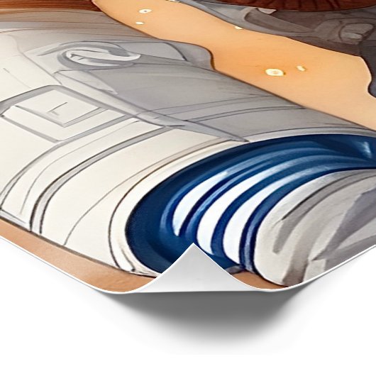 Funny Kangaroo im Astronauten Anzug im Weltraum Poster (Ecke)