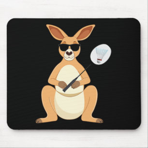 Funny Kangaroo Sungles Playing Dminton Mousepad