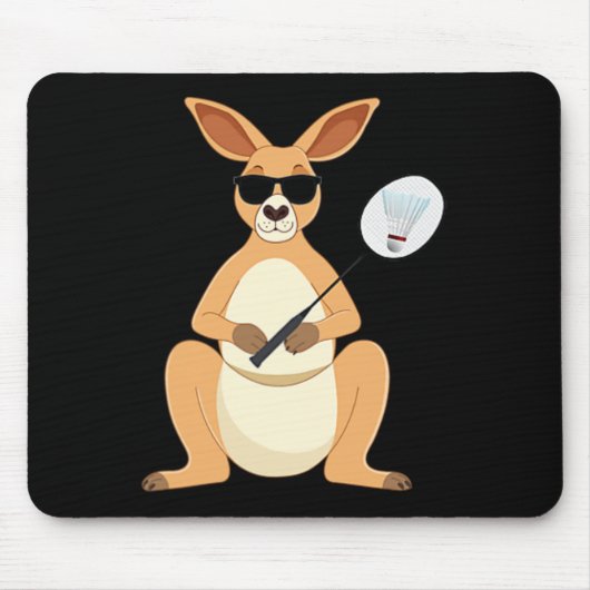 Funny Kangaroo Sungles Playing Dminton Mousepad (Vorne)