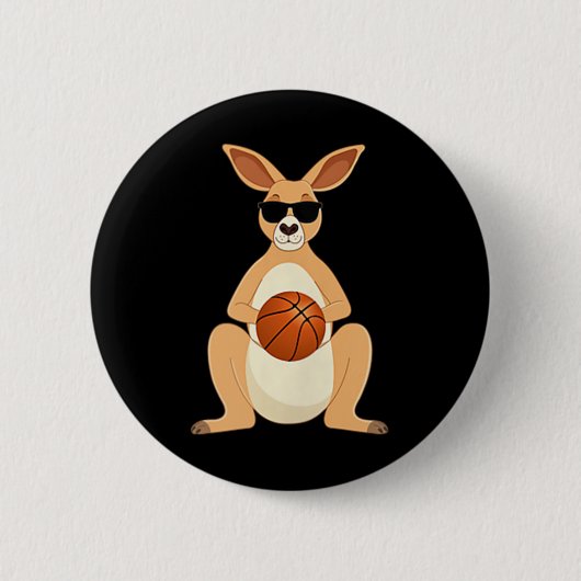 Funny Kangaroo Sungles spielen Basketball Button (Vorderseite)