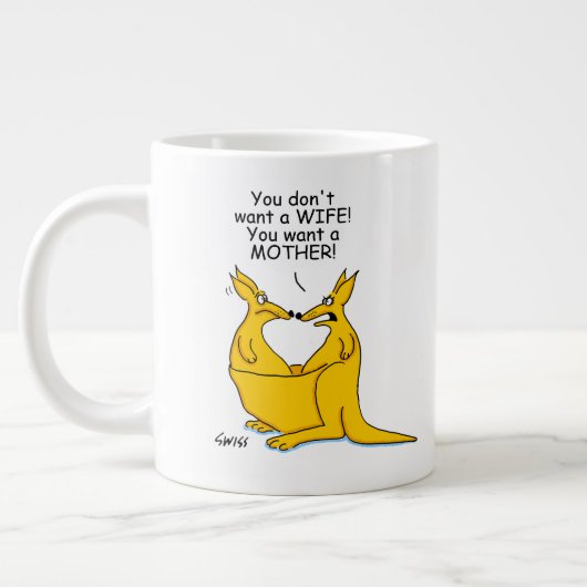 Funny Kangaroos Cartoon Jumbo-Tasse (Links)