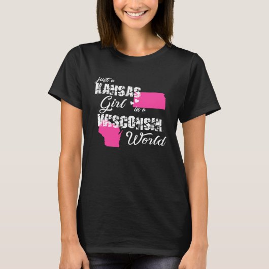 Funny Kansas Shirts Just a Kansas girl in a Wiscon (Vorderseite)