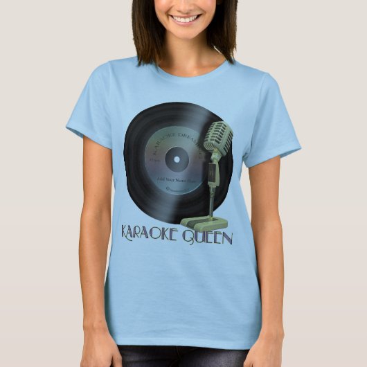 Funny Karaoke Queen Vinyl Record T-Shirt (Vorderseite)