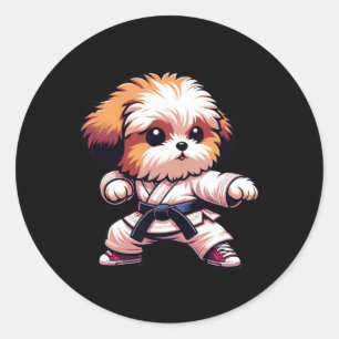 Funny Karate Bolonka Hunde Humor Martial Arts Fun Runder Aufkleber