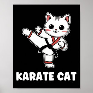 Funny Karate Cat Kawaii Girl Frauen Karate Poster