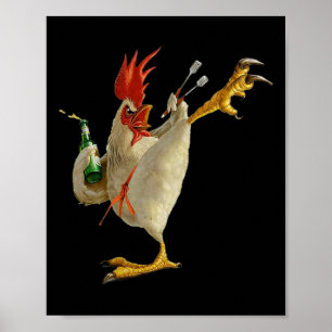 Funny Karate Chicken Action-gepackter Spaß Design Poster