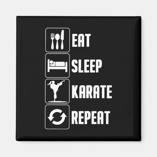 Funny Karate Design Männer Frauen essen Schlafkara Magnet (Vorne)