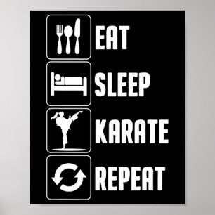 Funny Karate Design Männer Frauen essen Schlafkara Poster
