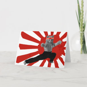 Funny Karate Kitten gifts Feiertagskarte