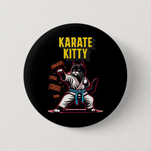 Funny Karate Kitty - Feline Champion für Kampfkuns Button