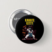 Funny Karate Kitty - Feline Champion für Kampfkuns Button (Vorne & Hinten)