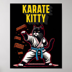 Funny Karate Kitty - Feline Champion für Kampfkuns Poster