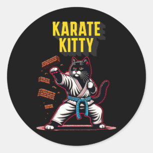 Funny Karate Kitty - Feline Champion für Kampfkuns Runder Aufkleber