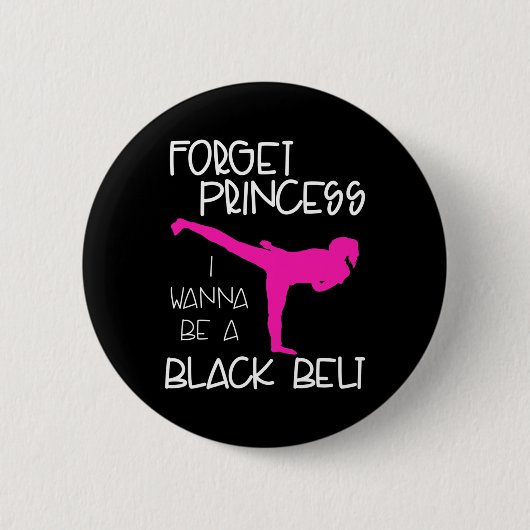 Funny Karate Shirt Girl Black Belt Martial Arts Gi Button (Vorderseite)