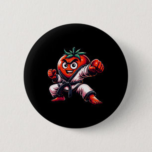 Funny Karate Tomato Design for Martial Arts Liebha Button