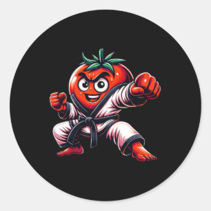 Funny Karate Tomato Design for Martial Arts Liebha Runder Aufkleber