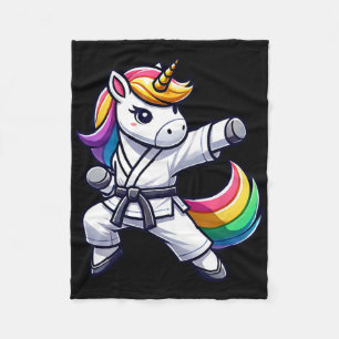 Funny Karate Unicorn Athlete Black Belt Boys Girls Fleecedecke