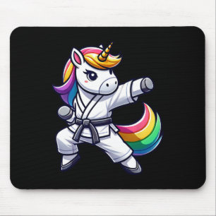 Funny Karate Unicorn Athlete Black Belt Boys Girls Mousepad