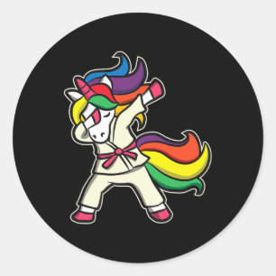 Funny Karate Unicorn für Karate Girls Runder Aufkleber