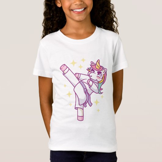 Funny Karate Unicorn Girl T-Shirt (Vorderseite)
