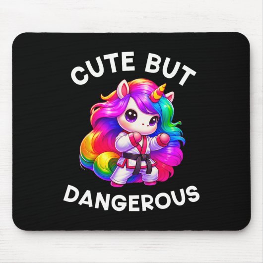 Funny Karate Unicorn Niedlich, aber gefährlich Kar Mousepad (Vorne)
