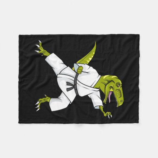 Funny Karatesaurus T-rex Dinosaur Karate Samurai D Fleecedecke (Vorderseite (Horizontal))