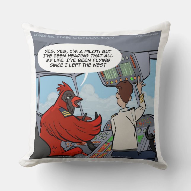 Funny Kardinal Bird Fliegen Jumbo Jet Throw Kissen (Vorderseite)