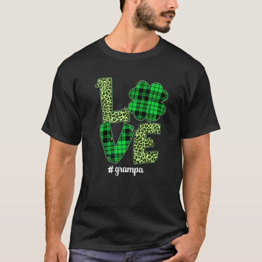 Funny Kariertes Kleeblatt Liebe Grampa T-Shirt (Vorderseite)