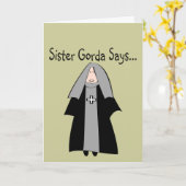 Funny katholic Nun Geschenke, "Sister Gorda" Karte (Gelbe Blume)