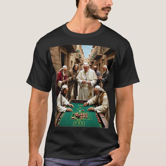 Funny Katholic Pope Gambling T - Shirt (Vorderseite)