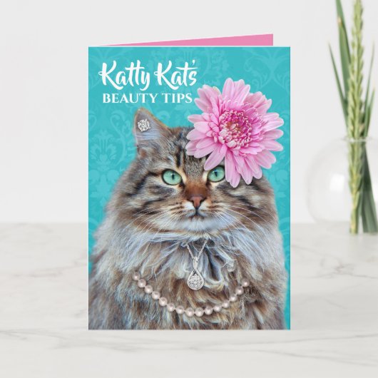 Funny Katty Kat's Geburtstag Schöne Tipps Karte (Vorderseite)