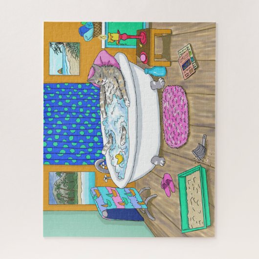 Funny Katze im Bad Katze 665 Puzzle (Vertikal)
