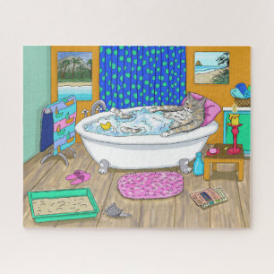 Funny Katze im Bad Katze 665 Puzzle