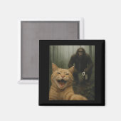 Funny Katze überrascht glücklich Selfie mit Bigfoo Magnet (Vorderseite/Rückseite)