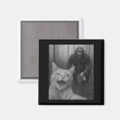 Funny Katze überrascht glücklich Selfie mit Bigfoo Magnet (Vorderseite/Rückseite)