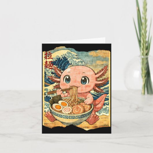 Funny Kawaii Axolotl Ramen Noodle Bowl Japanese Wa Karte (Vorderseite)