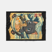 Funny Kawaii Black Cat Ramen Noodle Bowl Japanese  Fleecedecke (Vorderseite (Horizontal))