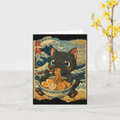 Funny Kawaii Black Cat Ramen Noodle Bowl Japanese Karte (Gelbe Blume)