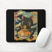 Funny Kawaii Black Cat Ramen Noodle Bowl Japanese Mousepad (Mit Mouse)