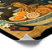 Funny Kawaii Black Cat Ramen Noodle Bowl Japanese  Poster (Ecke)