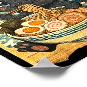 Funny Kawaii Black Cat Ramen Noodle Bowl Japanese  Poster (Ecke)